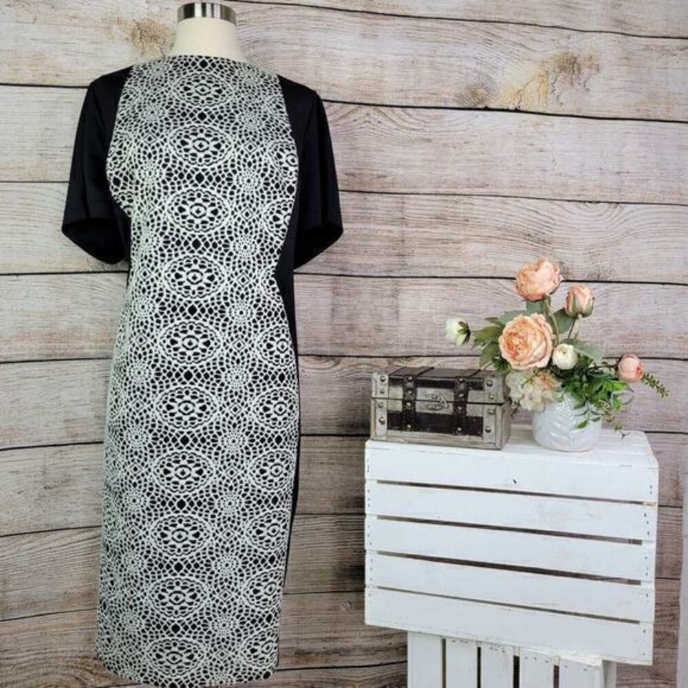 Adrianna Papell Women's Sheath Dress Black Lace‎ 22W